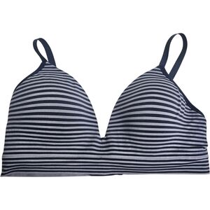 ThirdLove Blue Gray Striped Wireless T-Shirt Bra Molded Cups Size Large